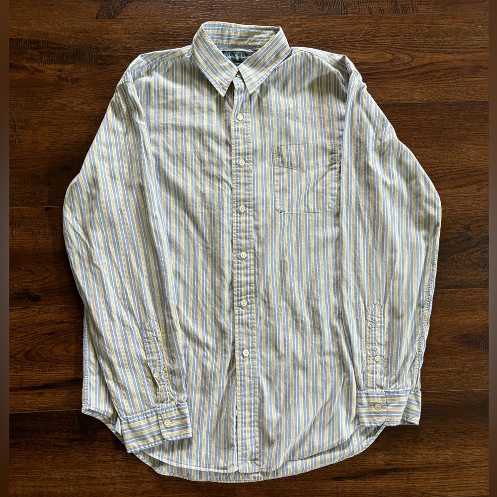Polo Ralph Lauren Classic Fit Button Down Dress Shirt Size L Yellow